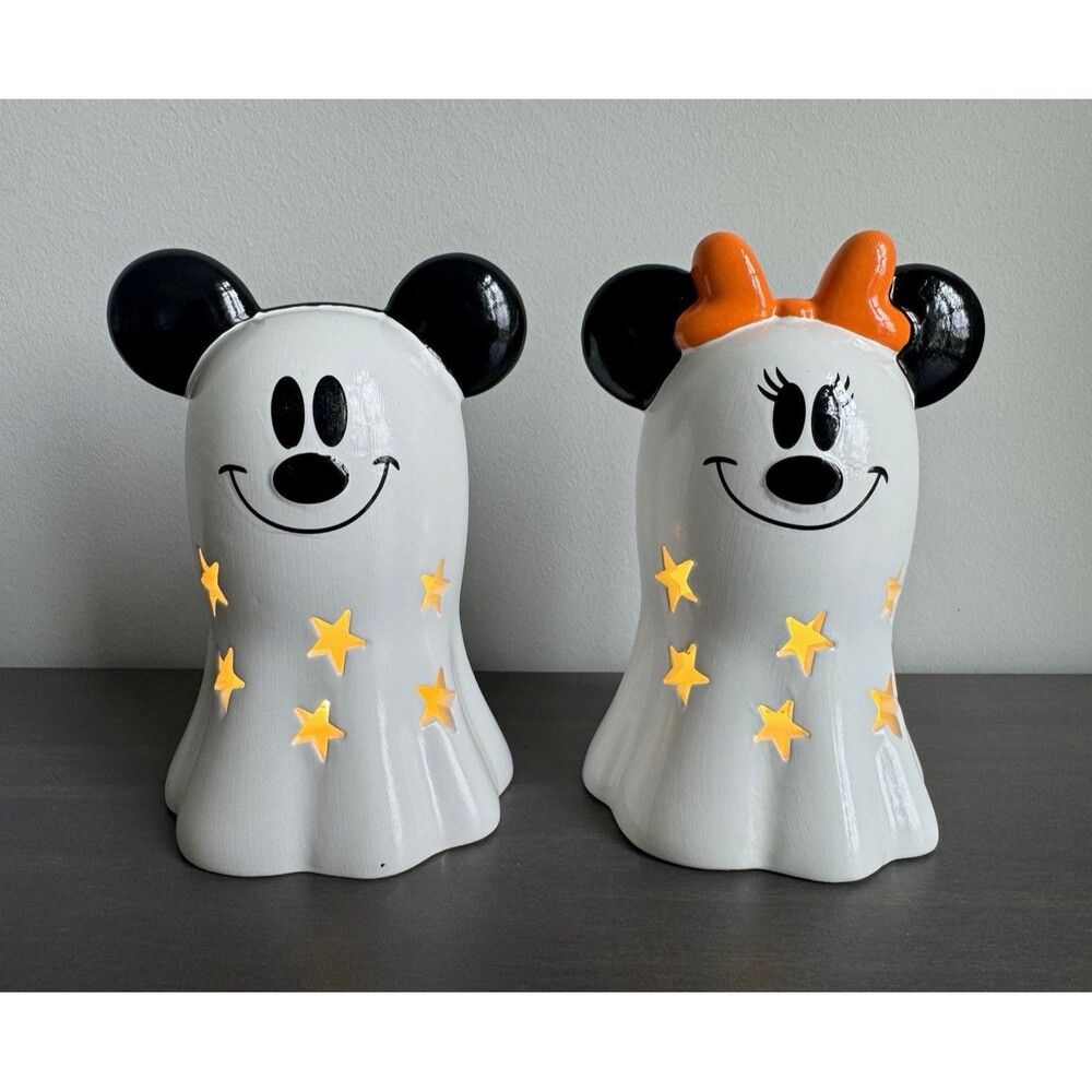 Disney Mickey & Minnie Mouse Ghost Light Up Halloween Figurine Set